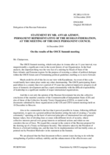 Statement by the Delegation of the Russian Federation on the OSCE Summit 2010 – Conclusions and Follow-Up