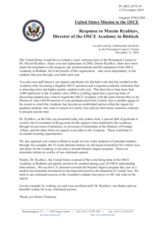 Statement by the Delegation of the United States in response to the presentation by the Director of the OSCE Academy in Bishkek, Dr. Maxim Ryabkov