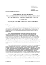 Statement by the Delegation of the Russian Federation on the parliamentary elections in Azerbaijan, held on 7 November 2010