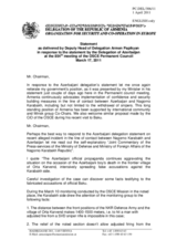 Statement by the Delegation of Armenia on the recent developments on the line of contact