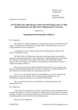 Statement by the Delegation of Switzerland on the death penalty in Belarus