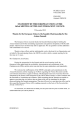 Statement by the Belgian Presidency of the Council of the European Union on the OSCE Summit Meeting held in Astana on 1 and 2 December 2010