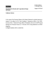 Выступление Постоянного представителя Российской Федерации А.С.Азимова - В ответ на выступление Действующего председателя ОБСЕ, Госсекретаря - Министра иностранных дел Казахстана К.Б.Саудабаева