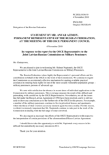 Statement by the Delegation of the Russian Federation in response to the report by the OSCE Representative to the Latvian-Russian Joint Commission on Military Pensioners, Lieutenant Colonel Helmut Napiontek