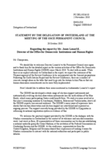 Statement by the Delegation of Switzerland in response to the report by the Director of the Office for Democratic Institutions and Human Rights, Ambassador Janez Lenarcic