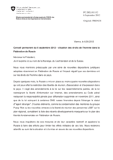 Conseil permanent du 6 septembre 2012 - situation des droits de l’homme dans la Fédération de Russie
