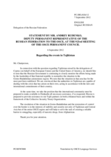 Statement by the Delegation of the Russian Federation on the recent developments in Tajikistan