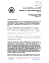 Statement by the Delegation of the United States on the situation in Belarus