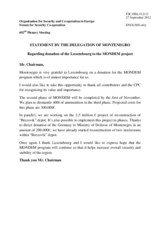 Statement by the Delegation of Montenegro on the financial contribution to the Montenegro Demilitarization Programme (MONDEM)