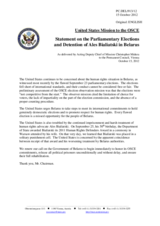 Statement by the Delegation of the United States on the parliamentary elections in Belarus, held on 23 September 2012