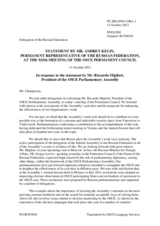 Statement by the Delegation of the Russian Federation in response to the address by the President of the OSCE Parliamentary Assembly, H.E. Riccardo Migliori