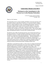 Statement by the Delegation of the United States on the recent developments in the Russian Federation