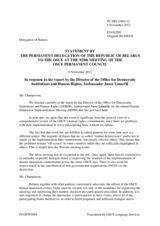 Statement by the Delegation of Belarus in response to the report by Ambassador Janez Lenarčič, Director of the Office for Democratic Institutions and Human Rights (ODIHR), on the Human Dimension Implementation Meeting 8 November 2012