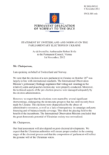 Statement by the Delegation of Norway, also on behalf of Switzerland, on the parliamentary elections in Ukraine, held on 28 October 2012