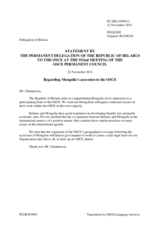 Statement by the Delegation of Belarus on the accession of Mongolia to the OSCE