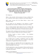 Statement by the Delegation of Bosnia and Herzegovina in response to the address by the Minister for Foreign Affairs of Andorra, H.E. Gilbert Saboya Sunye