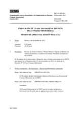 Journal of the First Day of the 19th Ministerial Council