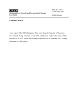 Closing statement by the Chairperson of the FSC, H.E. Ambassador Zoran Dabik