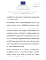 Statement by the Cypriot Presidency of the Council of the EU in response to the report by the OSCE Representative on Freedom of the Media, Ms. Dunja Mijatovic