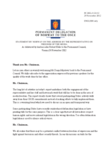 Statement by the Delegation of Norway in response to the report by the OSCE Representative on Freedom of the Media, Ms. Dunja Mijatovic