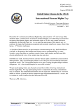 Statement by the Delegation of the United States on the Human Rights Day celebrated on 10 December 2012