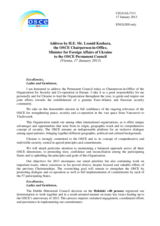 Address by the Chairperson-in-Office of the OSCE, Minister for Foreign Affairs of Ukraine, H.E. Leonid Kozhara