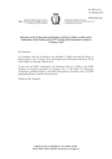 Statement by the Delegation of Malta on the parliamentary elections in Malta, to be held on 9 March 2013