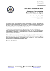 Statement by the Delegation of the United States on the terrorist attack in the In Amenas gas plant in Algeria