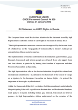 Statement by the Irish Presidency of the Council of the EU on the human rights of lesbian, gay, bisexual and transgender persons in the Russian Federation
