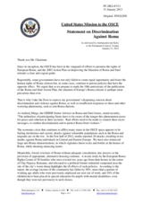 Statement by the Delegation of the United States on the discrimination against Roma and Sinti in the OSCE area