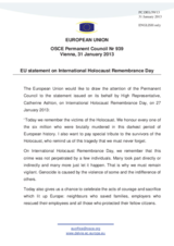 Statement by the Irish Presidency of the Council of the EU on the International Holocaust Remembrance Day on 27 January 2013
