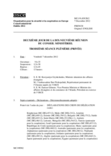 Journal of the Second Day of the 19th Ministerial Council