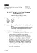 Journal of the Second Day of the 19th Ministerial Council