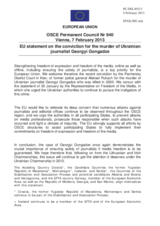 Statement by the Irish Presidency of the Council of the EU on the conviction of the murderer of Ukrainian journalist Mr. G. Gongadze