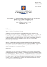 Statement by the Delegation of Norway, also on behalf of Switzerland, on the human rights situation in Azerbaijan