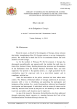 Statement by the Delegation of Georgia in response to the statement by the Irish Presidency of the Council of the EU on the political situation in Georgia
