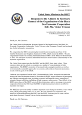 Statement by the Delegation of the United States in response to the address by the Secretary General of the Organization of the Black Sea Economic Cooperation, H.E. Victor Tvircun