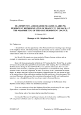 Statement by the Delegation of France on the death of Mr. S. Hessel on 27 February 2013