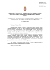 Statement by the Delegation of Serbia on the financial contribution to the project on managing stockpiles of conventional ammunition in Serbia