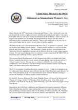Statement by the Delegation of the United States on the International Women’s Day, observed on 8 March 2013
