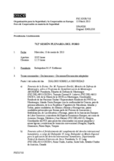 Diario de la 712ª Sesión plenaria del Foro de Cooperación en materia de Seguridad