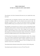 Press communiqué of the Geneva Discussion Co-Chairs, 27 March 2013