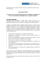 Vacancy Notice: International Expert to conduct research on international practices of legislative regulations on the use of reproductive technologies. Application deadline: 22 April 2013