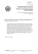 Statement by the Delegation of the United States on pardoning of Mr. Y. Lutsenko in Ukraine