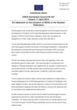 Statement by the Irish Presidency of the Council of the EU on the inspection of non-governmental organizations in the Russian Federation