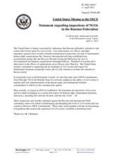 Statement by the Delegation of the United States on the inspection of non-governmental organizations in the Russian Federation