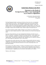 Statement by the Delegation of the United States on the death of the Foreign Service Officer Ms. A. Smedinghoff in Afghanistan
