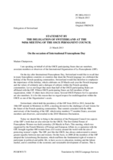 Statement by the Delegation of Switzerland, also on behalf of a group of delegations, on the International Day of La Francophonie, celebrated on 20 March 2013