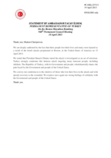 Statement by the Delegation of Turkey on the bombing at the Boston Marathon