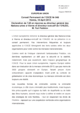Déclaration de l’UE en réponse au directeur général des Nations-unies à Vienne et directeur exécutif de l’ONUDC, M. Yuri Fedotov